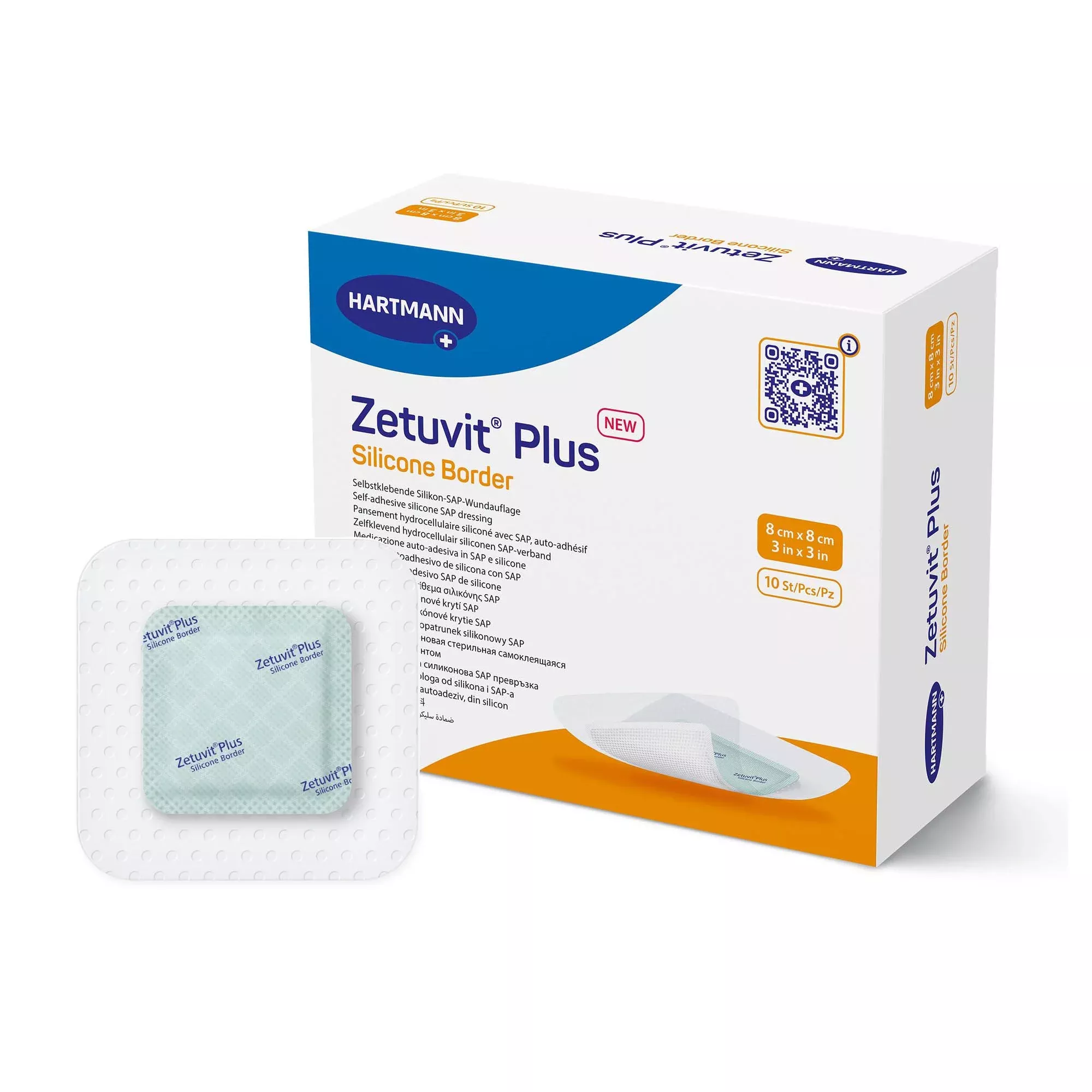 Zetuvit Plus Silicone Border Super Absorbent Dressing, 3 x 3 Inch