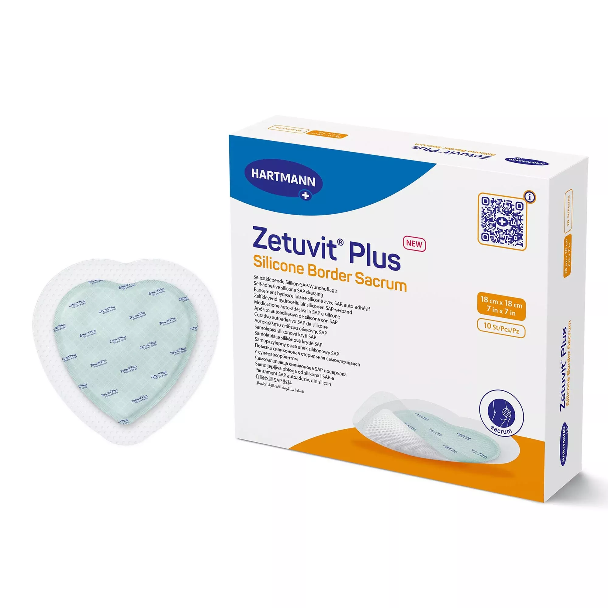 Zetuvit Plus Silicone Border Super Absorbent Dressing, 7 x 7 Inch Sacral