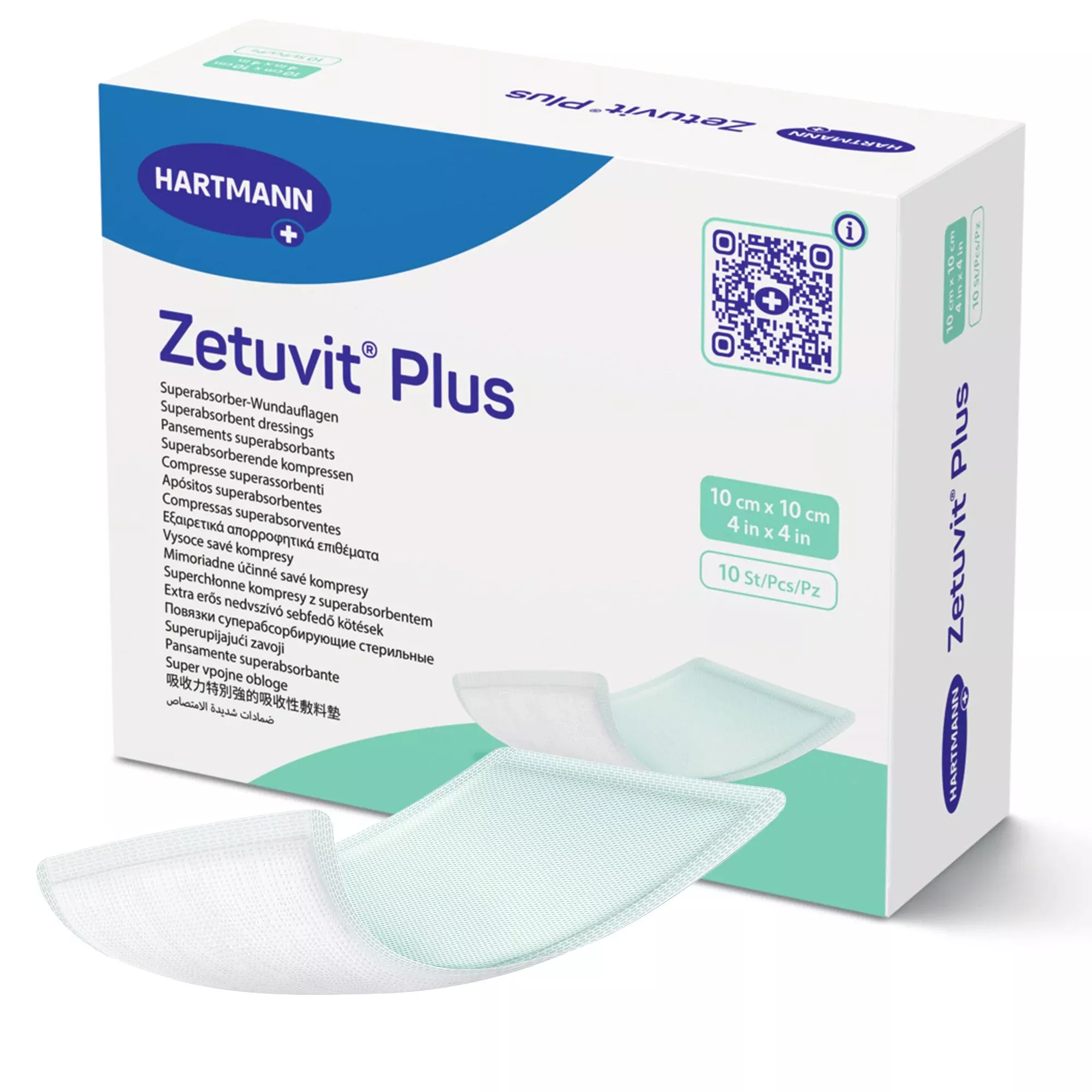 Zetuvit Plus Sterile Superabsorbent Dressing, 4 x 4 Inch