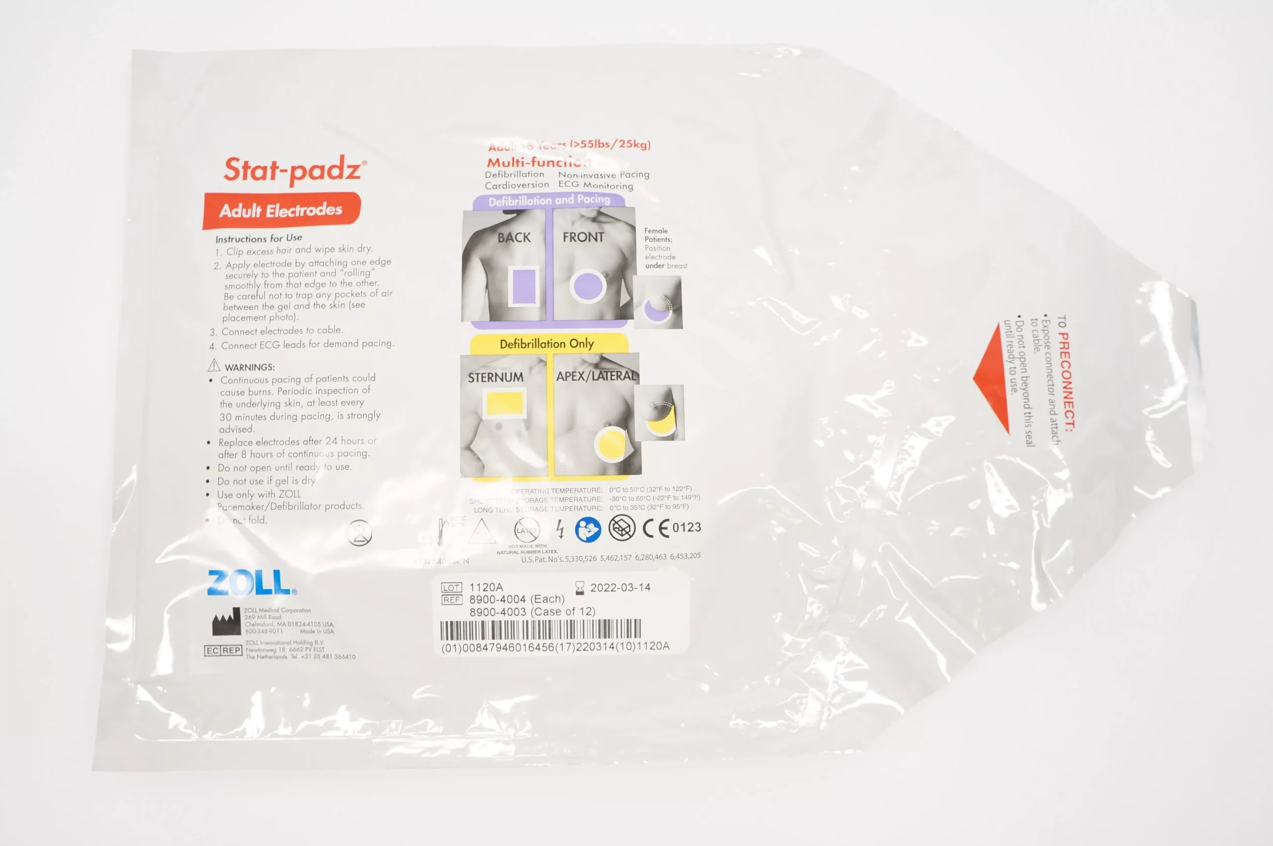 ZOLL 8900-4004 Stat-padz Adult Electrodes Multi-function