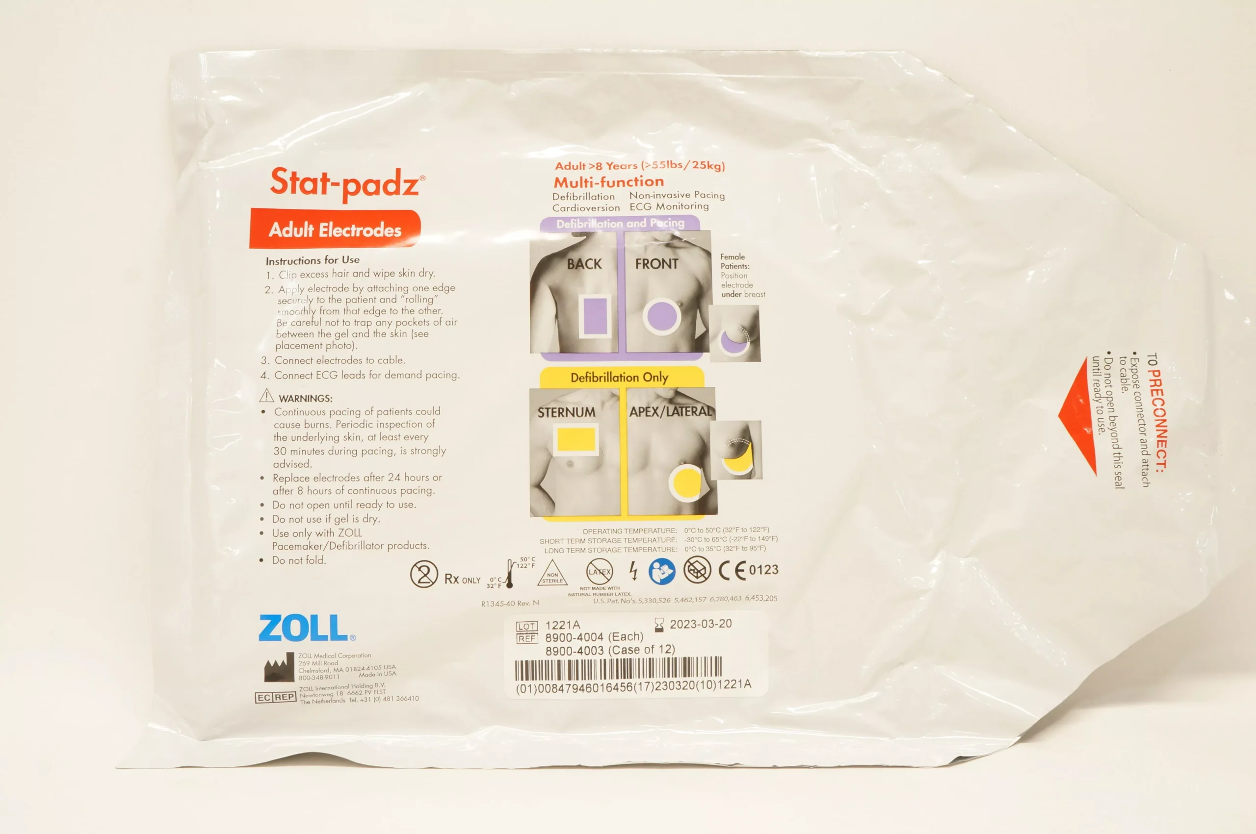 Zoll 8900-4004 Stat-Padz Multi-Function Adult Electrodes >8 Years >55 lbs (x)